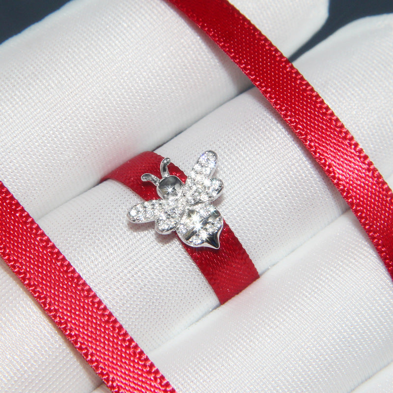 Bee Ribbon Silver Necklace