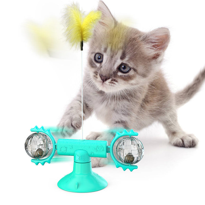 Cat Rotating Windmill Multi-Function Toys Itch Scratching Device Teeth Shining Toy - happyshop365247