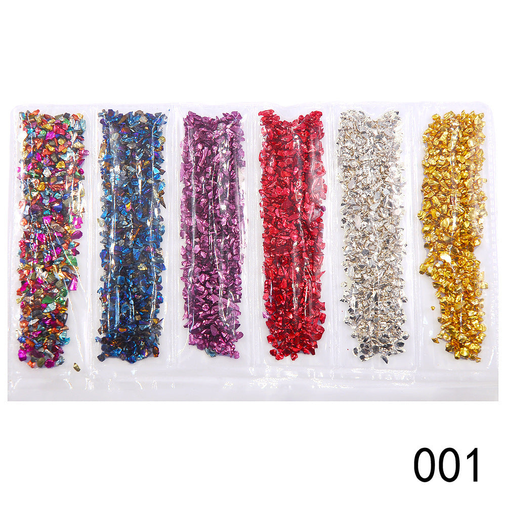 Nail Supplies, Diamond Glass Fragments, Gold And Silver Broken Glass Nails - happyshop365247