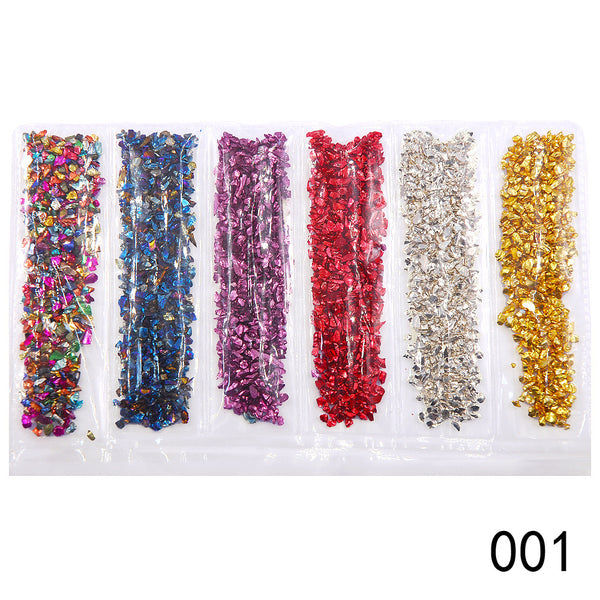 Nail Supplies, Diamond Glass Fragments, Gold And Silver Broken Glass Nails - happyshop365247