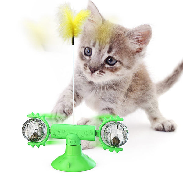 Cat Rotating Windmill Multi-Function Toys Itch Scratching Device Teeth Shining Toy - happyshop365247