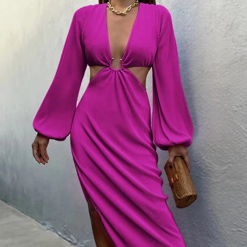 Autumn Fashion Pressed Pleated Waistless Women's Dresses - happyshop365247
