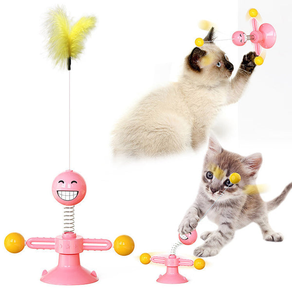 Cat Rotating Windmill Multi-Function Toys Itch Scratching Device Teeth Shining Toy - happyshop365247