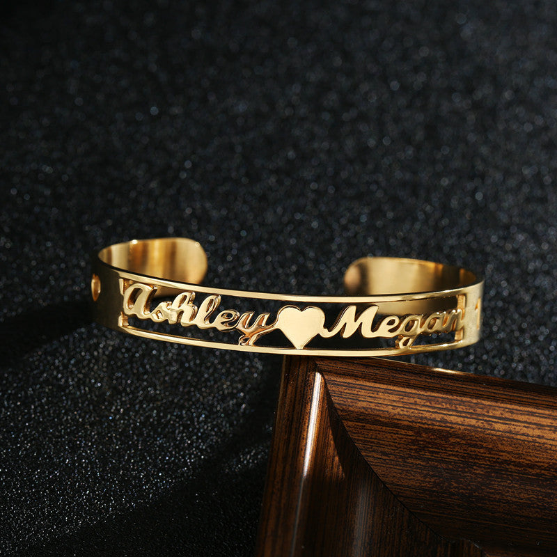 Customized Name Bracelet Personalized Custom Bangles Stainless Steel Jewelry - happyshop365247
