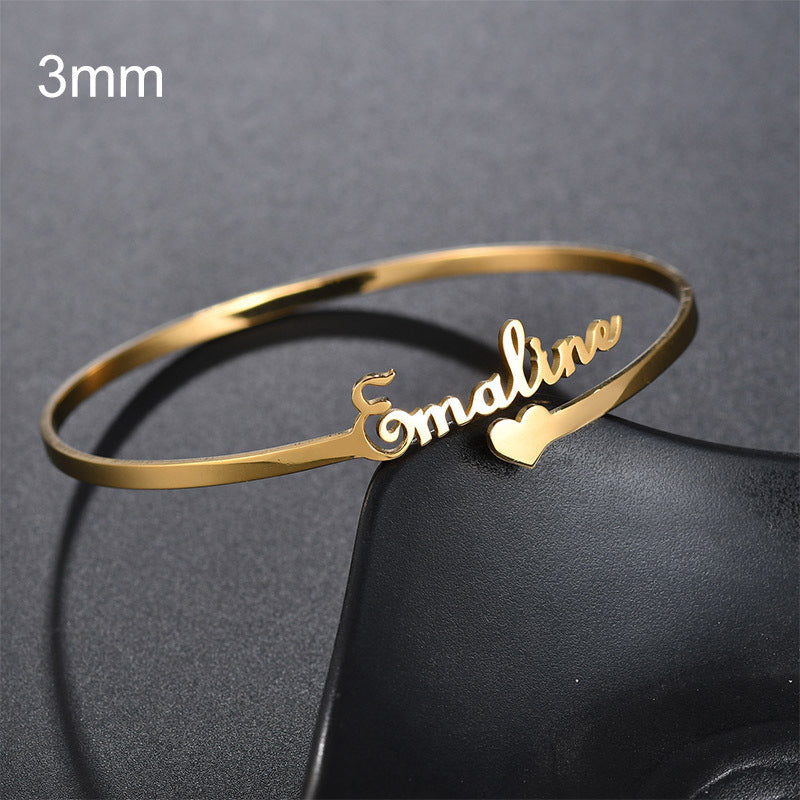 Customized Name Bracelet Personalized Custom Bangles Stainless Steel Jewelry - happyshop365247