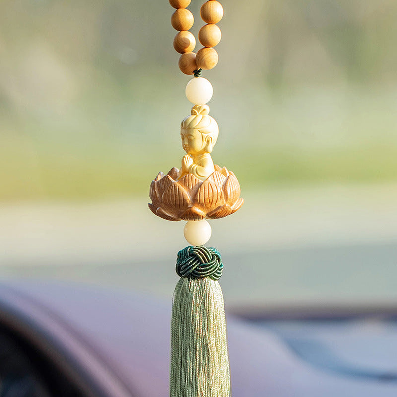 Car Pendant Peach Wood Lotus Ornaments