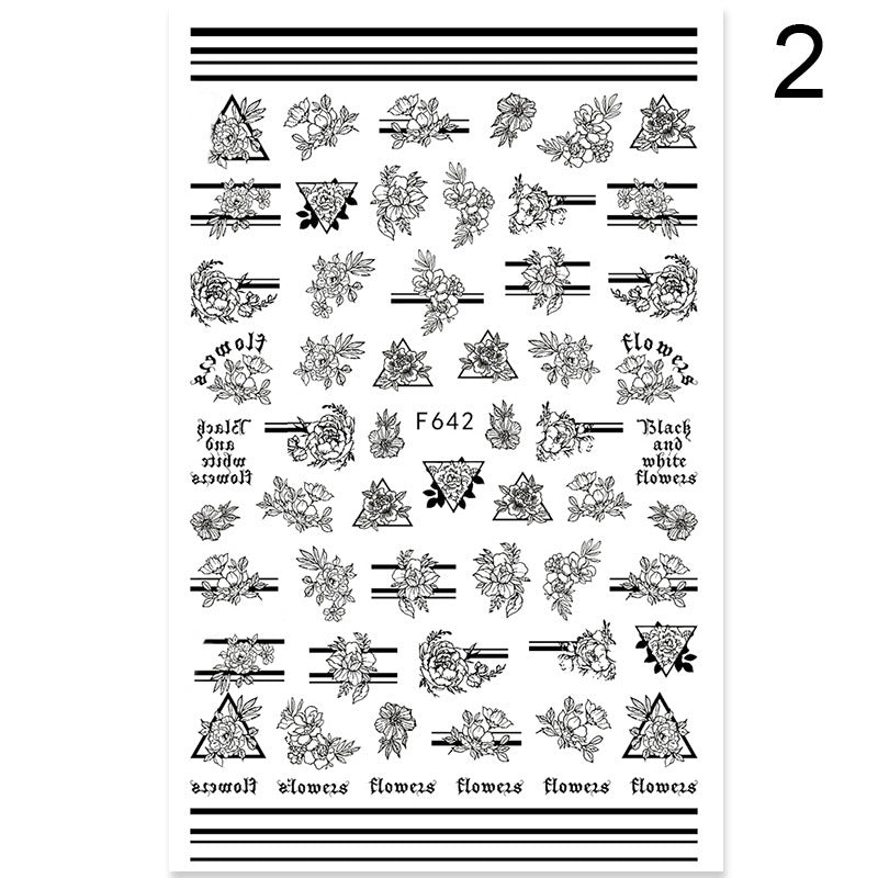Summer Flowers and Love Adhesive Stickers Nail Art Stickers Foreign Trade Nail Stickers Nail Art Decals - happyshop365247