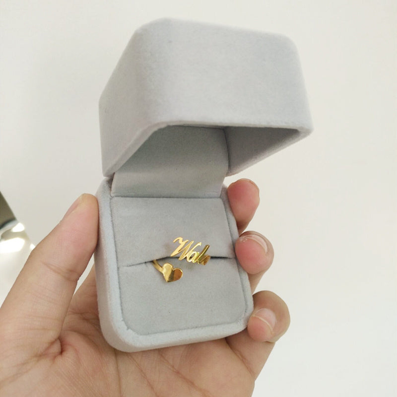 Personalized Heart Name Ring Adjustable Size Stainless Steel Wedding Jewelry - happyshop365247