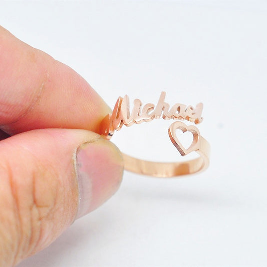 Personalized Heart Name Ring Adjustable Size Stainless Steel Wedding Jewelry - happyshop365247
