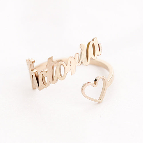 Personalized Heart Name Ring Adjustable Size Stainless Steel Wedding Jewelry - happyshop365247
