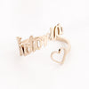 Personalized Heart Name Ring Adjustable Size Stainless Steel Wedding Jewelry