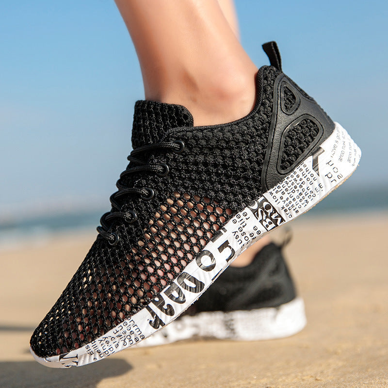 Casual Men's Shoes Breathable Sneakers Match Hollow Lace Board Shoes - happyshop365247