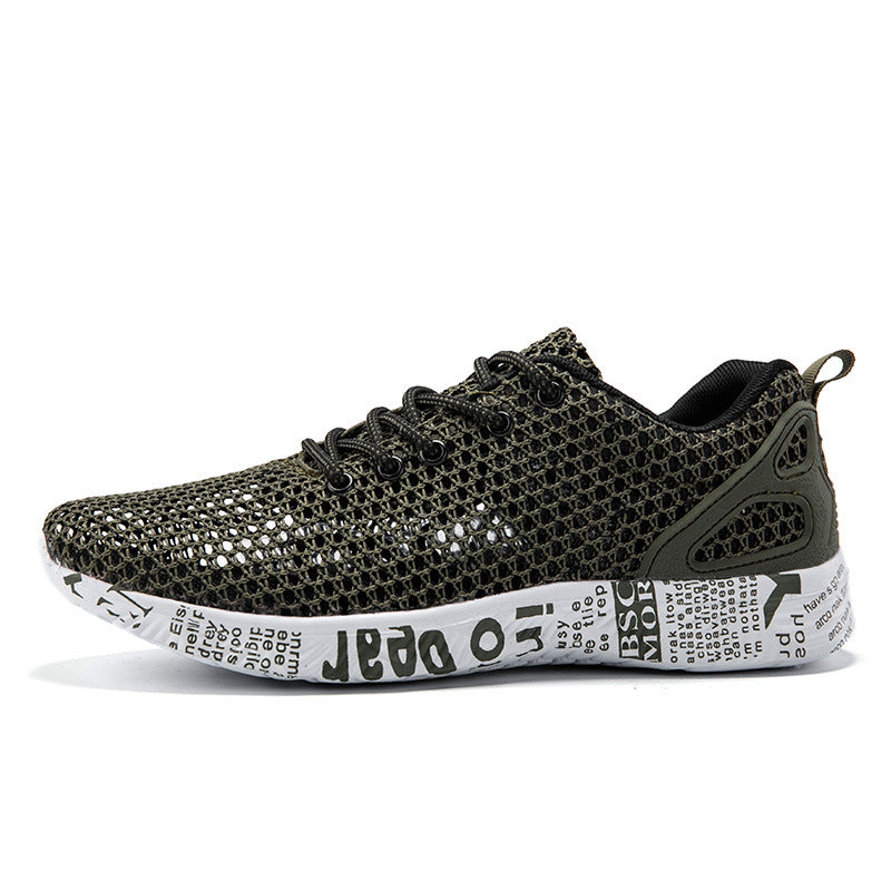 Casual Men's Shoes Breathable Sneakers Match Hollow Lace Board Shoes - happyshop365247