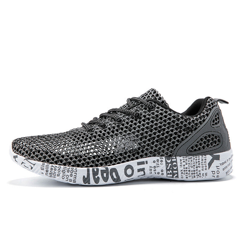 Casual Men's Shoes Breathable Sneakers Match Hollow Lace Board Shoes - happyshop365247