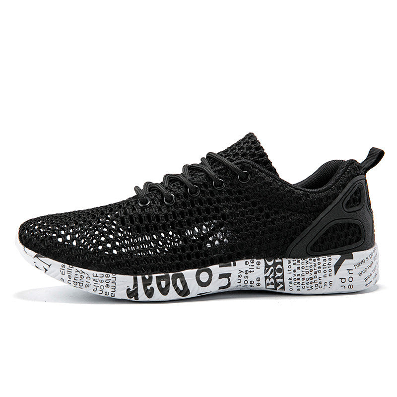 Casual Men's Shoes Breathable Sneakers Match Hollow Lace Board Shoes - happyshop365247