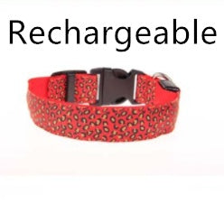 LED Dog Collar Safety Adjustable Nylon Leopard Pet Collar - happyshop365247
