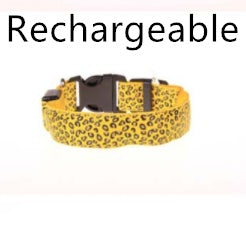 LED Dog Collar Safety Adjustable Nylon Leopard Pet Collar - happyshop365247