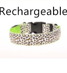 LED Dog Collar Safety Adjustable Nylon Leopard Pet Collar - happyshop365247