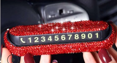 Diamond-Encrusted Temporary Parking Plate Car Emergency Parking Number Plate