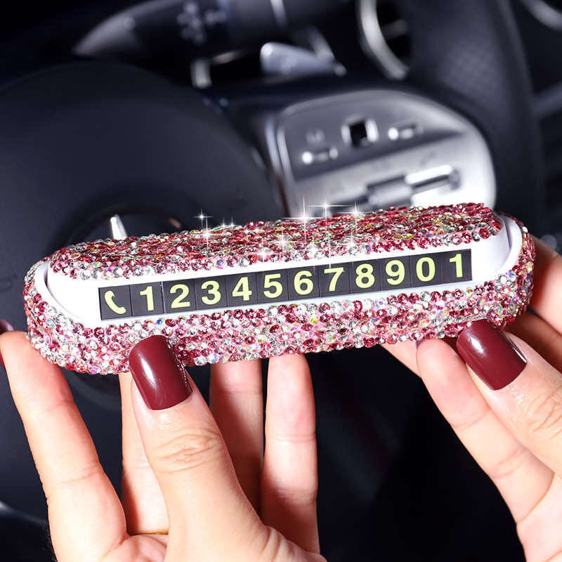 Diamond-Encrusted Temporary Parking Plate Car Emergency Parking Number Plate