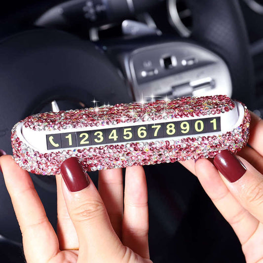 Diamond-Encrusted Temporary Parking Plate Car Emergency Parking Number Plate