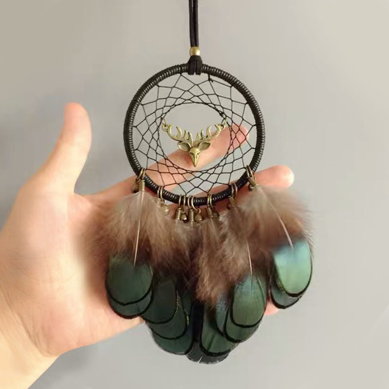 Car Rearview Mirror Retro Feather Pendant
