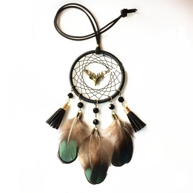 Car Rearview Mirror Retro Feather Pendant