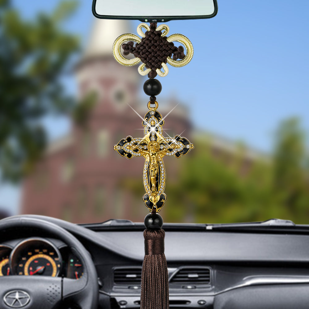 Golden Cross Car Hanger High-End Car Interior Ornaments Car Pendant Pendant Tassel Decorative Pendant