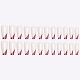 Wearing Nails, Rose Gold And Beveled Edge French Manicure, Long Ballet Nails, Fake Nails, Finished Products, Boxed - happyshop365247