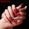 Red Color Leopard Print Ballet False Nails - happyshop365247