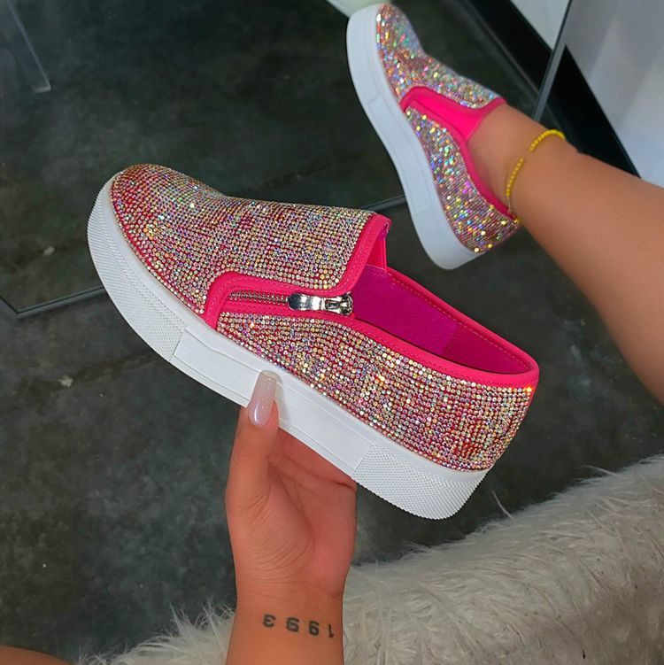Large Size Rhinestone Flat Casual Single Shoes One Pedal Lazy Shoes - happyshop365247