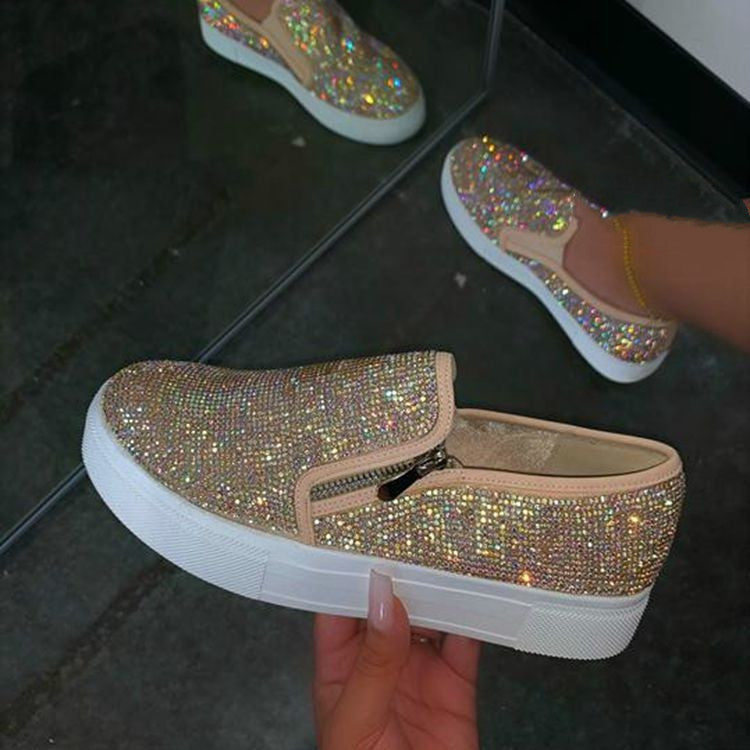 Large Size Rhinestone Flat Casual Single Shoes One Pedal Lazy Shoes - happyshop365247
