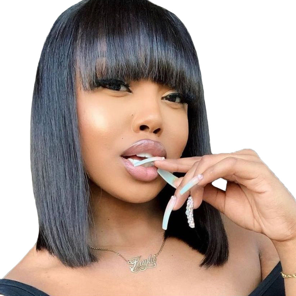 Women's Short Hair Series Real Hair Bob Headgear - happyshop365247