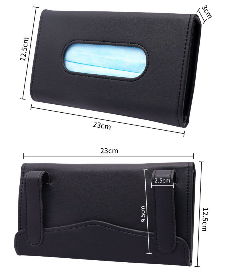Cross-border Car Sunshade And Hanging Mask Storage Bag Portable Creative Car Leather Mask Storage Bag