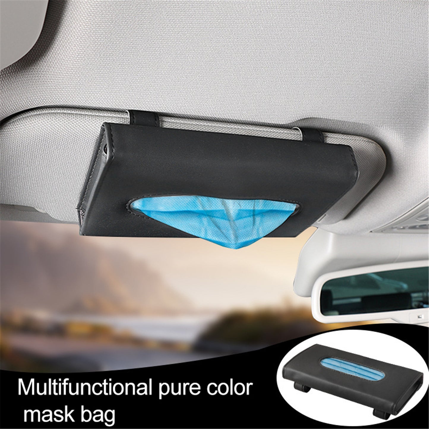 Cross-border Car Sunshade And Hanging Mask Storage Bag Portable Creative Car Leather Mask Storage Bag