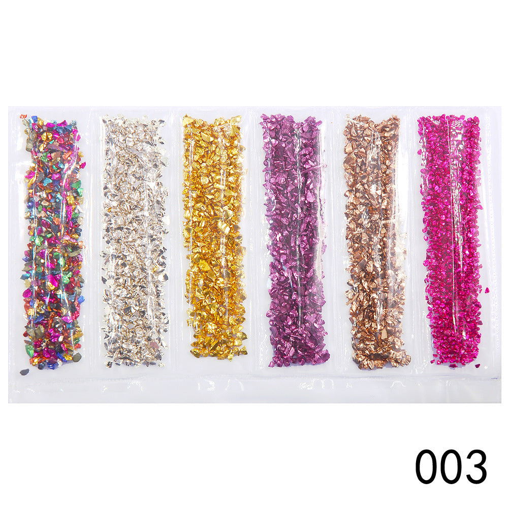 Nail Supplies, Diamond Glass Fragments, Gold And Silver Broken Glass Nails - happyshop365247