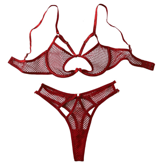 Fishing net hollow out sexy temptation two-piece set