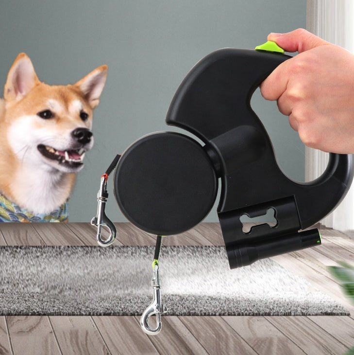 Retractable Dog Leash For Small Dogs Reflective Dual Pet Leash Lead 360 Swivel No Double Dog Walking Leash With Lights Pet Products - happyshop365247