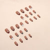 Almond Nail Shiny Gold Foil Color-blocking Leopard Print White Fake Nails - happyshop365247