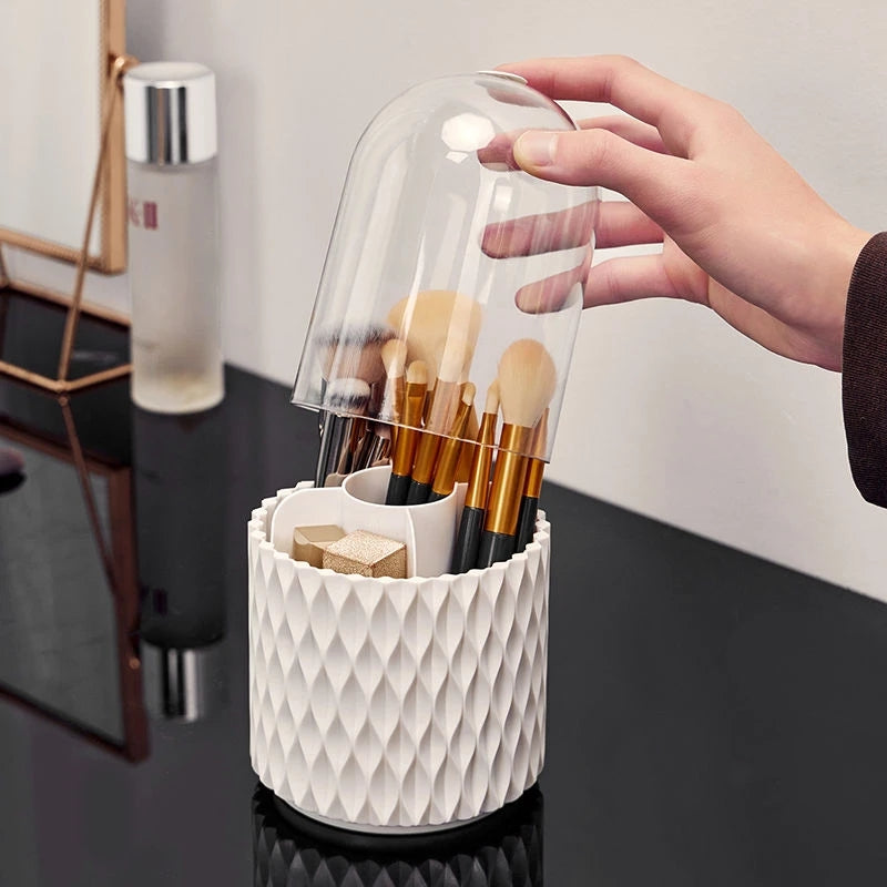 Rotary brush cylinder with cover dustproof brush cylinder cosmetics storage box - happyshop365247