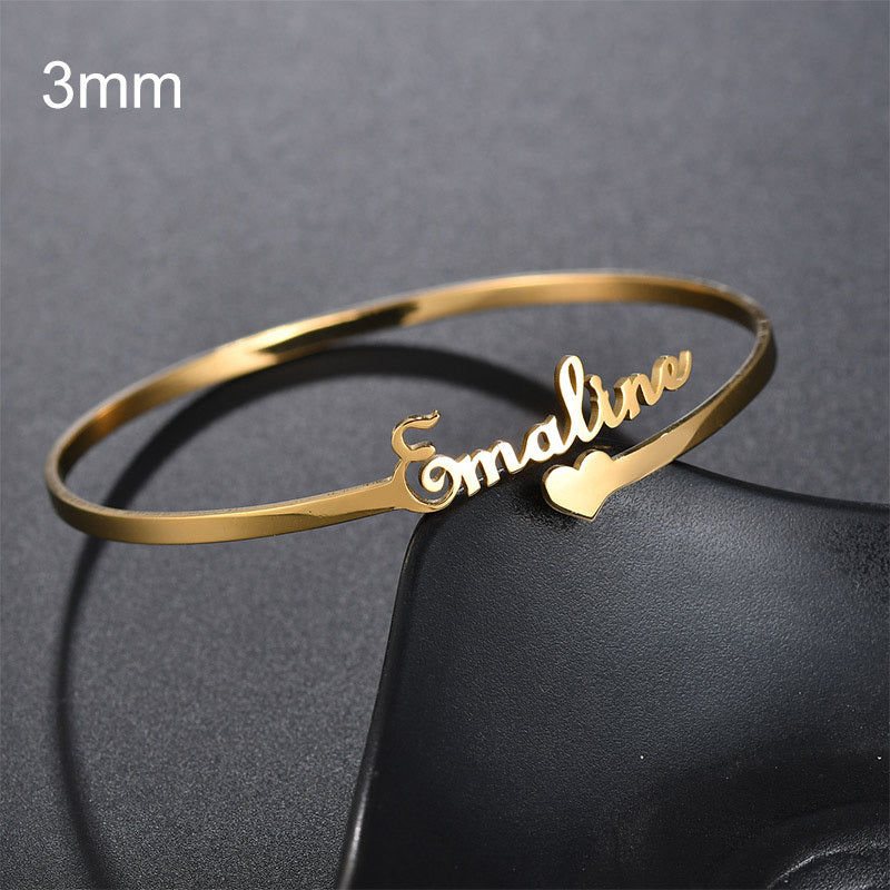Customized Name Bracelet Personalized Custom Bangles Stainless Steel Jewelry - happyshop365247