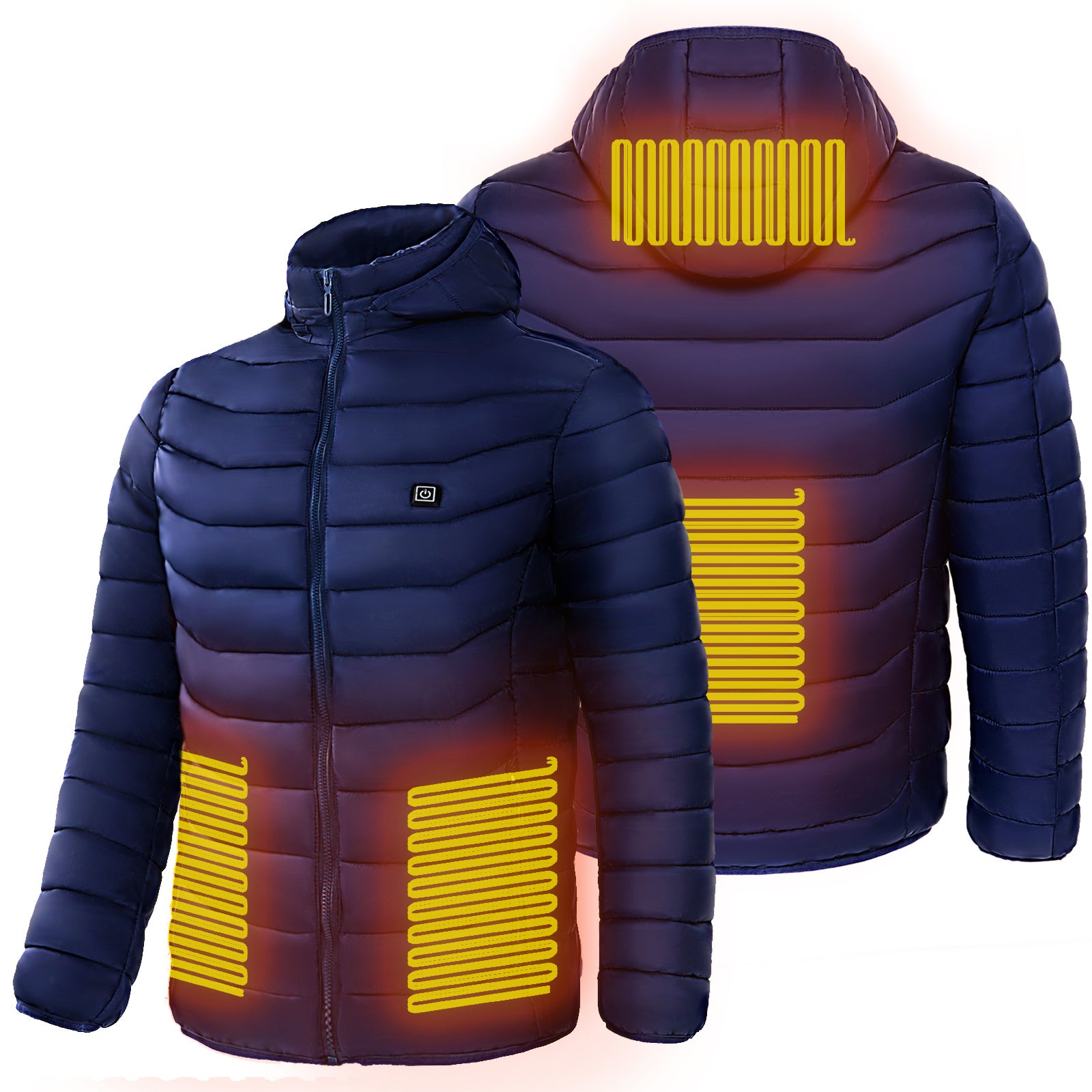 Men Heated Puffer Jacket Electric Heating Coat Insulated Hood Windbreaker 9Heat Zones - happyshop365247