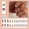 Almond Nail Shiny Gold Foil Color-blocking Leopard Print White Fake Nails - happyshop365247