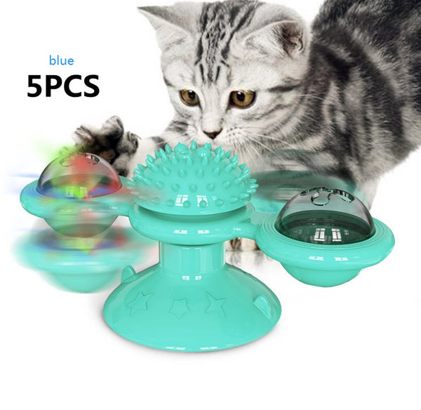 Cat Rotating Windmill Multi-Function Toys Itch Scratching Device Teeth Shining Toy - happyshop365247