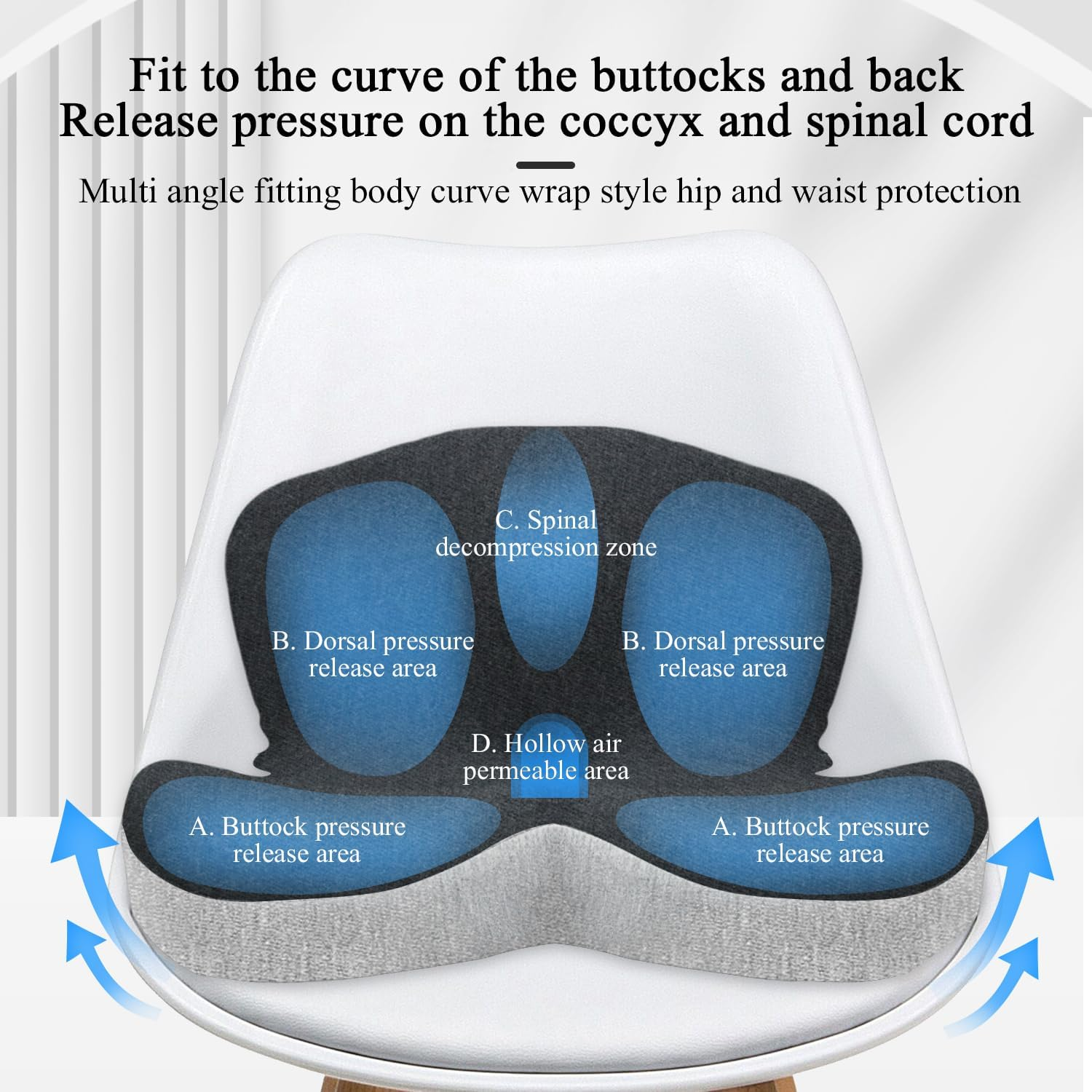 Memory Foam Cushion Lumbar Support Chair Waist Pillow