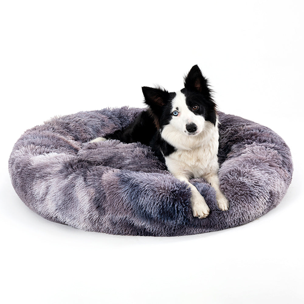 Fluffy Donut Dog Bed Warm Soft Long Plush Pet Cushion Dog House Cat Bed Washable Pet Sofa Mat Calming Samll Large Dog Beds - happyshop365247