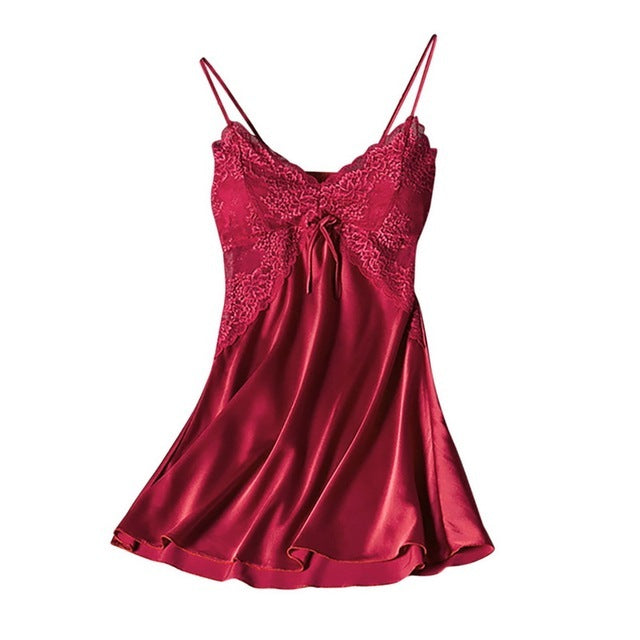 Pijamas Women Pajamas Sexy Lingerie Satin Pajamas Lace Night - happyshop365247