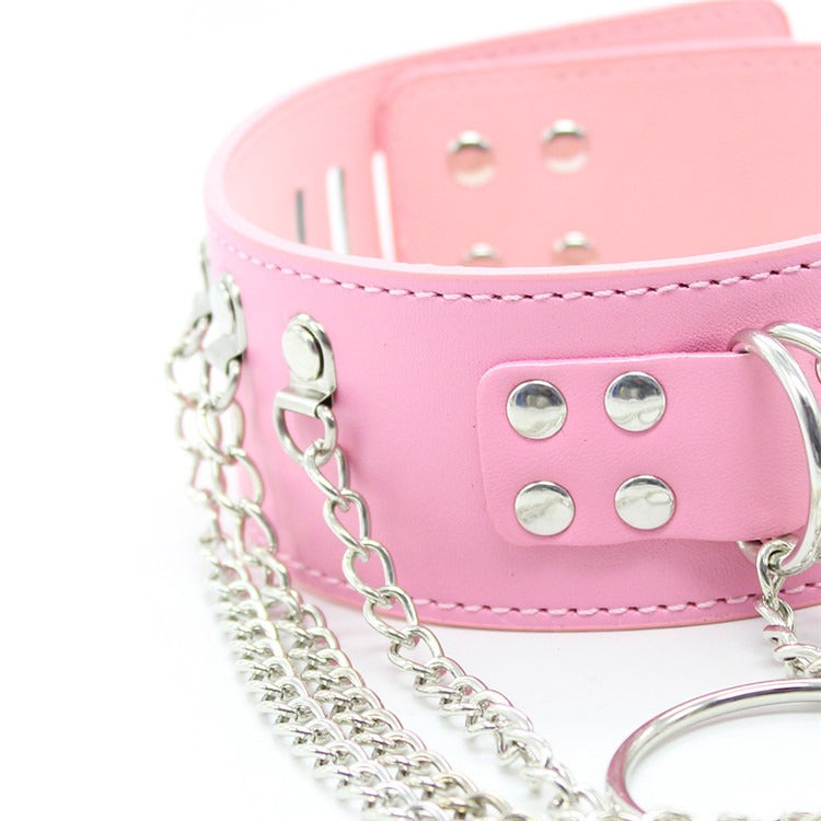 Adult Products Leather Sexy Neck Cover Tie Women's Flirting Toy Neck Cover Chain Lock Butterfly Traction Chain - happyshop365247