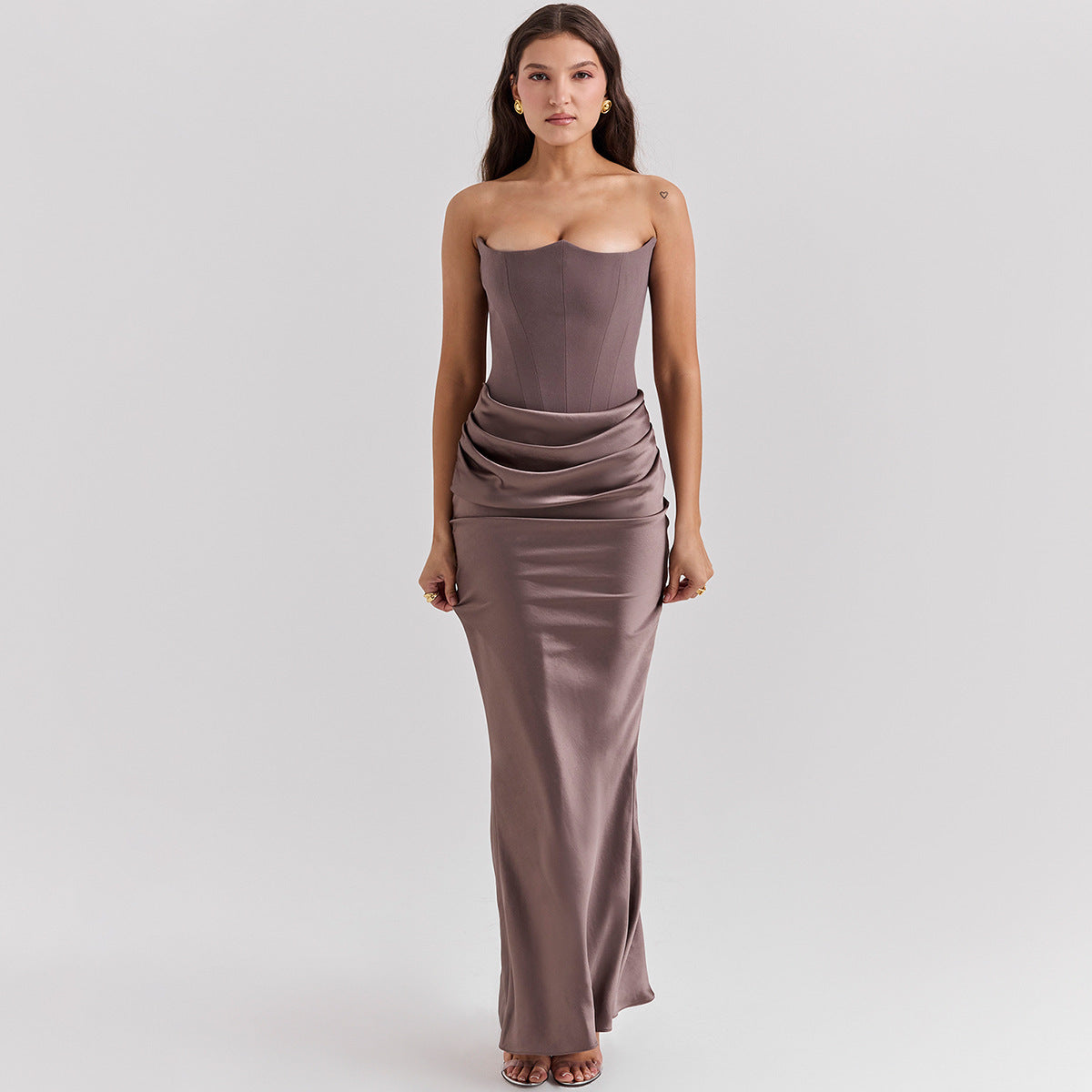 Slim Tube Top Long Dress Sexy Fashion Bandeau Backless Party Evening Dresses For Women Clothing - happyshop365247