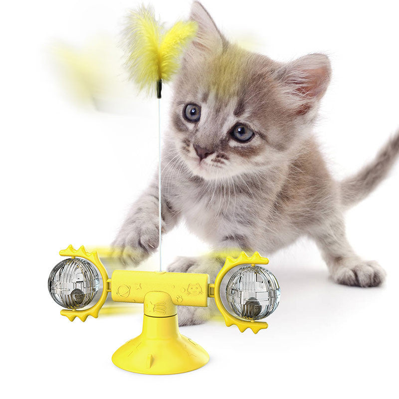 Cat Rotating Windmill Multi-Function Toys Itch Scratching Device Teeth Shining Toy - happyshop365247